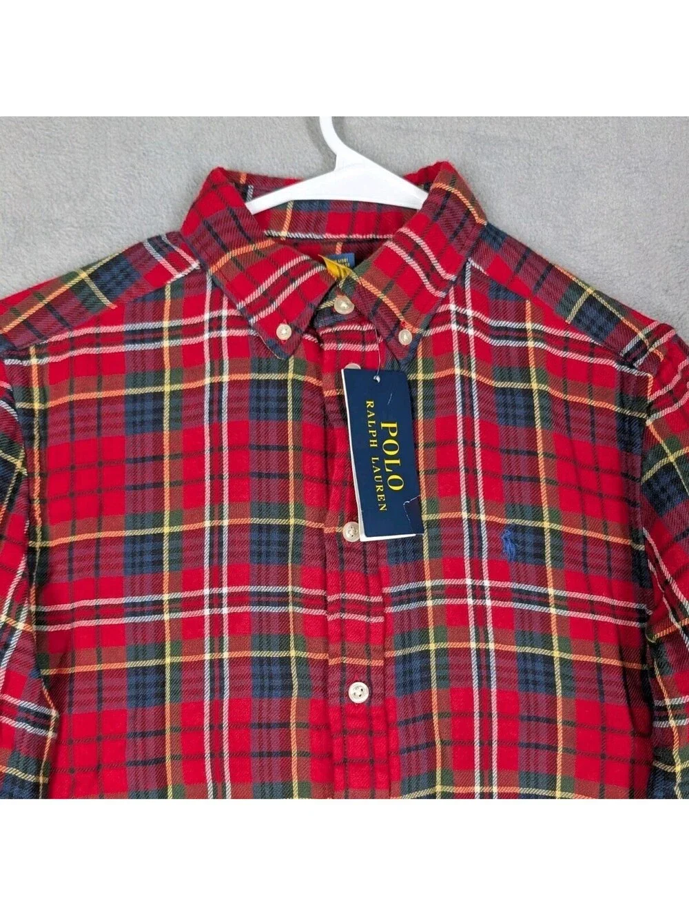 Polo Ralph Lauren Boys Large 14/16 Red Plaid Lined Flannel Shirt Button Pony NWT